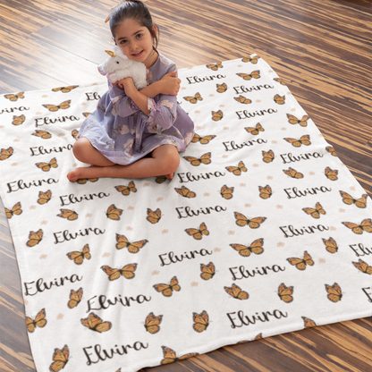 Personalized Yellow Butterfly Name Blanket - Gift for Kids