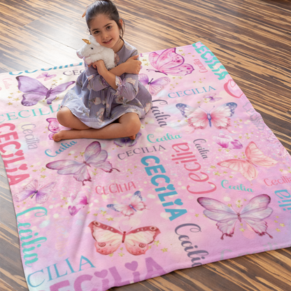 Personalized Magical butterfly Name Blanket - Gift for Kid