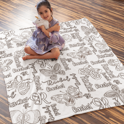 Personalized Butterfly Coloring Blanket - Gift for Kids