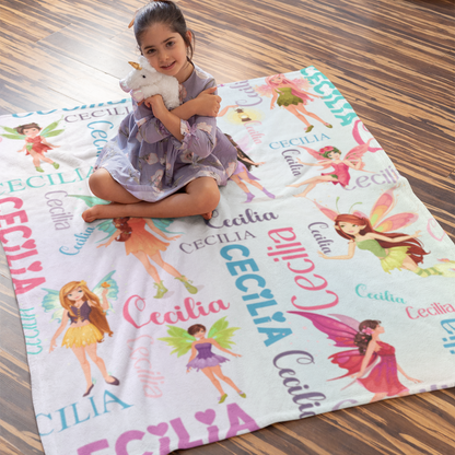 Personalized Butterfly Elf Name Blanket - Gift for Kids